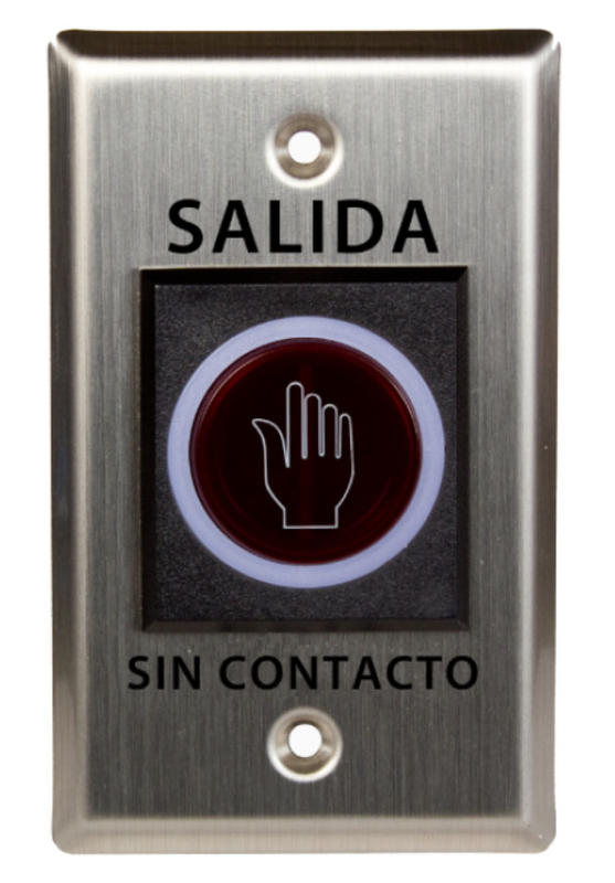 Spanish Text Touchless Infrared Exit Button,ANSI Size 115*70mm Stainless Steel,with LED light